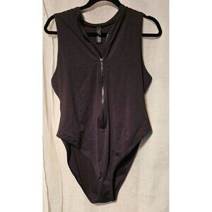 Skims Swim Zip Front Sleeveless One Piece Swimsuit Onyx Size 2x PLUS BLACK